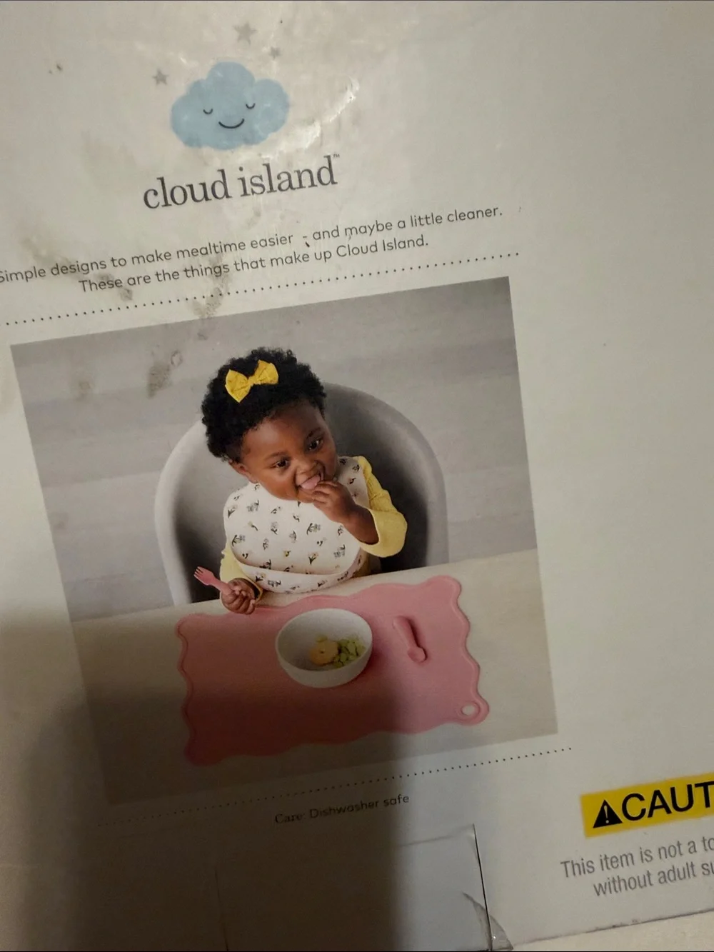 cloud island pink silicone bib and utensils set with floral accents